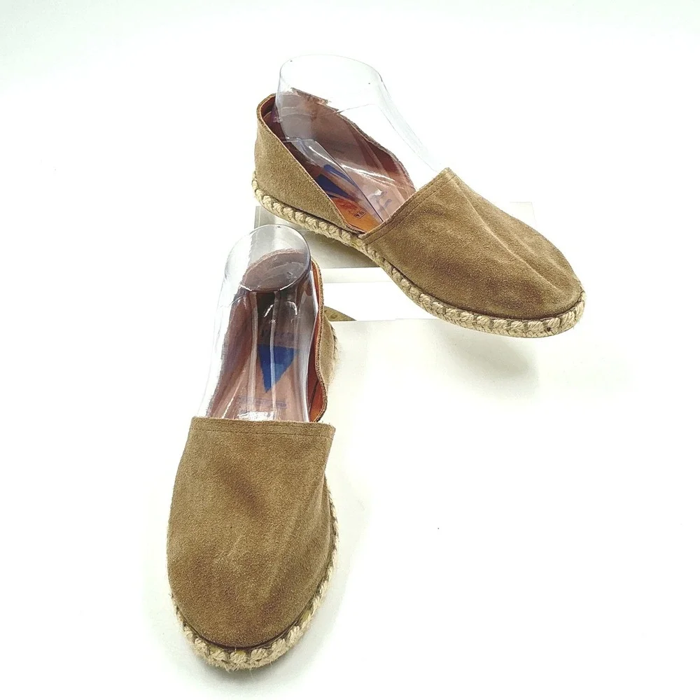 Verbenas Size 9 Espadrille Flats Tan Suede Slip On Shoes Made in Spain Worn Once
